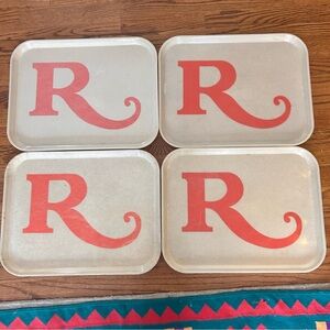 Vintage Cambro Camtray Fiberglass MCM Trays Set of 4 Red Initial Trays